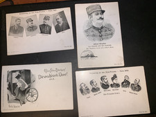 AFFAIRE DREYFUS - 4 CARTES POSTALES ANCIENNES ALLEMANDES EN NOIR C. 1900