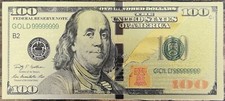 Billet 100 Dollars USA - polymère Gold feuille d'Or - Etats-Unis