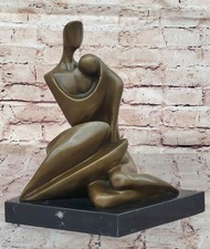 Sculpture D'Art Abstrait En Bronze Cuivre Marbre Tête De Couple Figurine 13 LBS