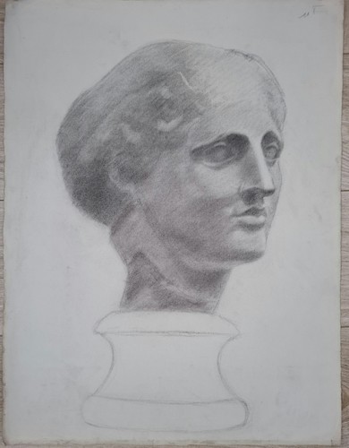 Fusain dun femme antique - femme, l'antique