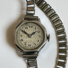 Montre femme ART DÉCO Octogonale Cadran Damier Aiguilles Bleus À Restaurer