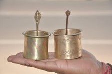 2 Pcs Vintage Incrusté Gravé