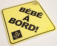 puériculture PANNEAU BEBE A BORD pvc 12,5 x 12,5 cm à ventouse