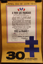 Affiche originale ancienne Appel du 18 juin 1940 Général De Gaulle /RS495