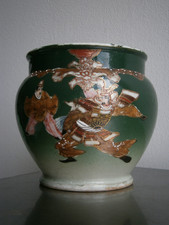 Petit Cache pot Japon Grès émaillé Céramique Art Asie décor Samouraï Ancien