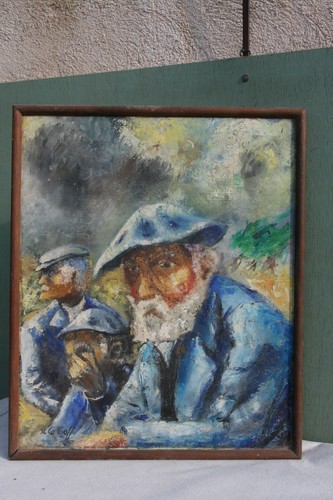 Tableau peinture pêcheurs - h/t,