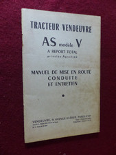 catalogue de pièces de rechange :  tracteur VENDEUVRE  AS modèle V de 1959