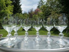 Lot 6 anciens Verres à pied en cristal taillé Art Déco - Eau