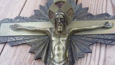 Sublime large Art Deco crucifix in bronze-France-around 1925 Antique Cross