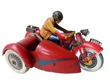 Grande Moto Sidecar Mecanique 31Cm Motorcycle Toy Tres Bon Etat JML France 1930