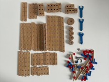 Lot Mécano En Bois + De 100 Éléments Jouet Ancien Vintage 