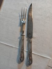 COUVERTS, ANCIEN SERVICE A GIGOT, MANCHES ARGENT FOURRE LAME ACIER PARIS 