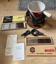 LE CREUSET SERVICE FONDUE BOURGUIGNONNE PAON COMPLET AVEC BOÎTE TBE