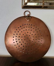 Ancien Égouttoir à Fromage Cuivre Perforé XIXe Mural 35,3 cm Cuisine Ferme Rare