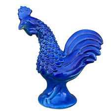 Statuette ancienne coq bleu