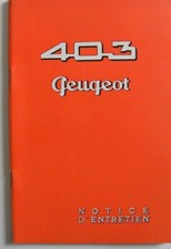 Notice d'entretien PEUGEOT 403 de 01/1959 7ème édition n°301