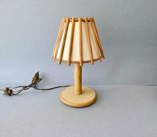 Lampe rotin signée art - lampe,
