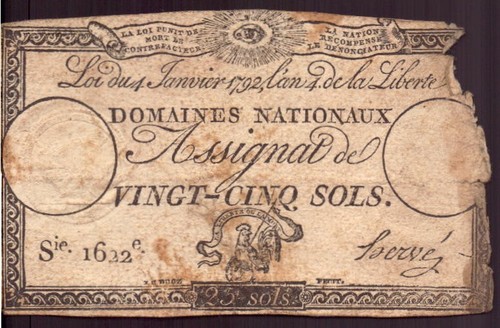 Assignat sols 1792 - 25,