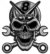 TETE DE MORT V8 GARAGE HOT ROD BIKER AUTOCOLLANT STICKER 10cmX9cm SB071