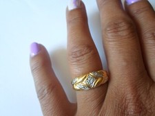 bague en plaqué or, solitaire zirconium, t. 57