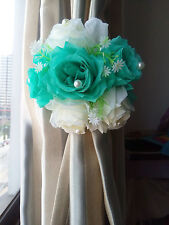 6 pcs Rose Flower Cluster Curtain Tieback Clips Buckle Backdrop clips with Pears