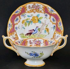 Très jolie TASSE A THE + SOUCOUPE porcelaine COALPORT décor OISEAU DE PARADIS