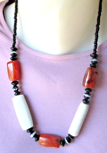 Ancien collier perles pierres - ancien,