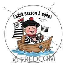 Sticker Bébé Breton à bord 15 cm