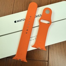 Véritable bracelet Hermes Apple Watch orange bracelet sport M/L 49 - 42 mm UT...