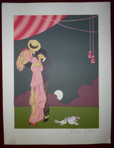 Nina rose lithographie signée - lithographie,