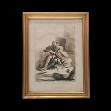 Gravure Eau forte Giovanni Battista Piranesi  Vieil Homme assis  XVIIIème 