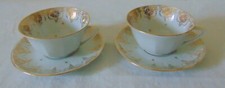 DUO TASSES A THE DEJEUNER  PORCELAINE LIMOGES DECOR DORURES 