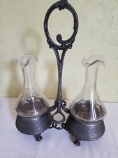 Serviteur Huile et Vinaigre en Métal Argenté  Victor Saglier et Baccarat