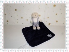 ㉘ - Doudou Peluche Chien Blanc Marine Rayé Mouchoir   Jacadi
