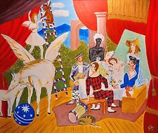 PICASSO Le Rideau Rouge Toile Peinte 50x60 Signée