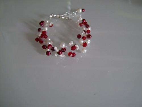 Bracelet bordeaux ivoire - bracelet, bordeaux/ivoire