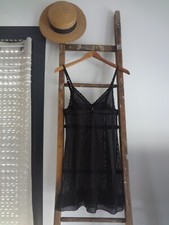 LONDON 40 42 NUISETTE NOIR CHIC TRANSPARENT PLUMETIS DESHABILLE SEXY SAUT LIT RO