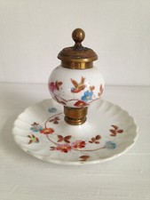 Joli Petit bougeoir de Table XIX-XXéme Porcelaine & laiton