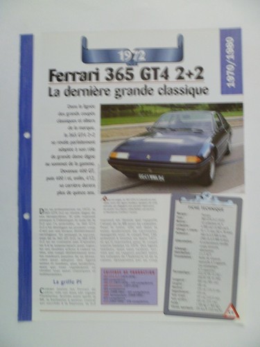 Carte fiche auto ferrari 365 - fiche,