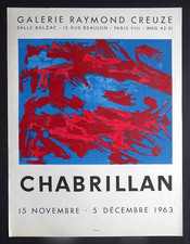 CHABRILLAN Affiche originale 1963 Lithographie Exposition Galerie Creuze Paris