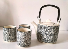 Service à thé bleu marine style japonais – 1 théière + 3 gobelets