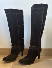 SERGIO ROSSI - Bottes Vintage, Cuir retourné couleur Chocolat, T.37 (occasion)