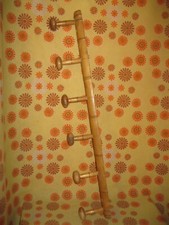 Vintage 50s Ancien VESTIAIRE en BOIS IMITATION BAMBOU PORTE-MANTEAUX 6 PATERES