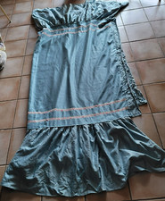 LINGE ANCIEN VINTAGE DESSUS  DE LIT  BLEU AVEC RETOMBE 2 m 30 SUR 2 m 15