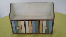 ETAGERE MURALE A 3 TIROIRS CASIERS BOIS POLYCHROME PEINT DECORATION RANGEMENT