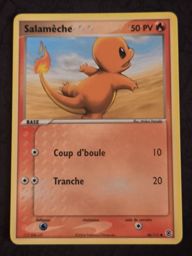 Carte pokemon salameche - carte, rouge