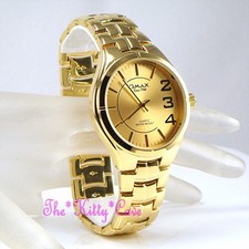 OMAX Rétro Designer, Epson Seiko Movt, Plaqué Or Acier, Chic Robe Montre HBJ823