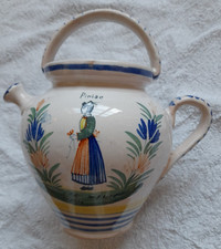 Ancien biberon, chevrette, cruche, faïence HENRIOT QUIMPER, marqué Piriac, N°83