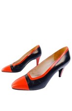 CHANEL Calfskin Two Tone Classic Leather Cap Toe 35.5 Pumps US 5.5