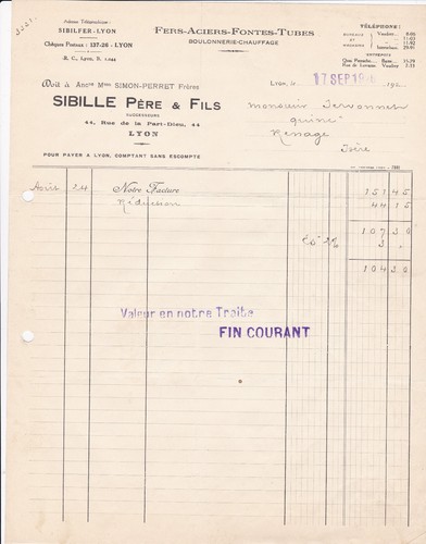 Lyon sibille pere - pere, fers